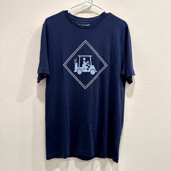 Travis Mathew T-Shirt Men's Medium Blue Golf Cart Logo Crew Neck Short Sleeve - Picture 1 of 5